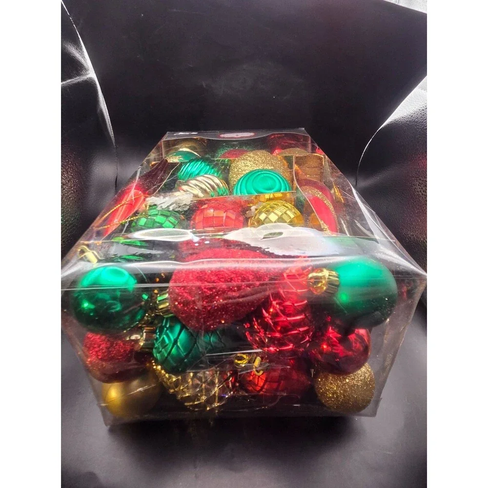 Sears Trim a Home 80 Shatterproof Christmas Ornaments Multicolor Green Red Gold